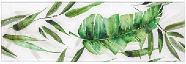 Декоративные элементы Ceramika Konskie Snow Glossy Glass Tropic B 48363, цвет белый зелёный, поверхность глянцевая, прямоугольник, 250x750