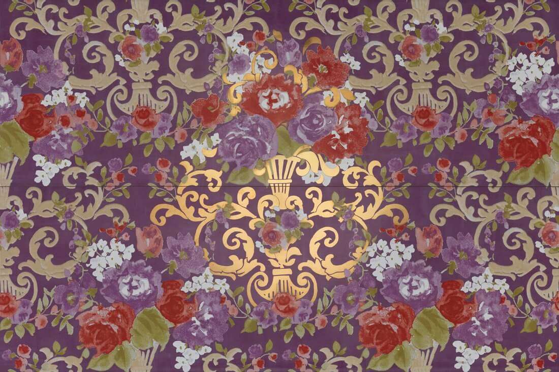 Панно Petracers Primavera Fioritura Oro Su Viola, цвет фиолетовый, поверхность глянцевая, прямоугольник, 650x977