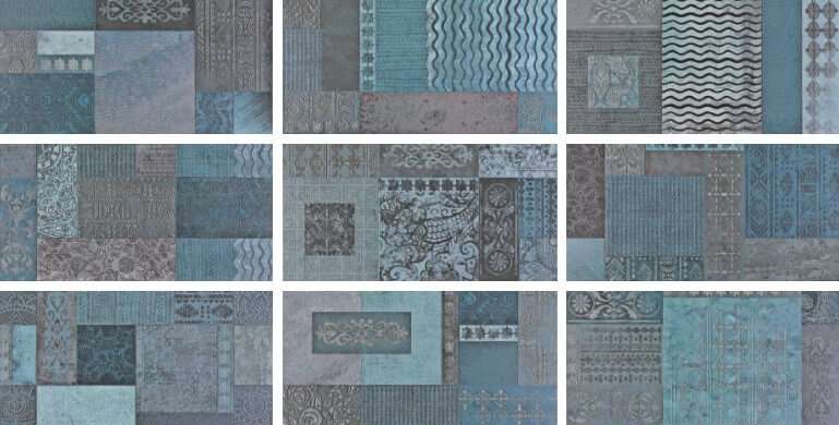 Керамическая плитка Aparici Outre Blue, цвет синий, поверхность матовая, прямоугольник, 317x595