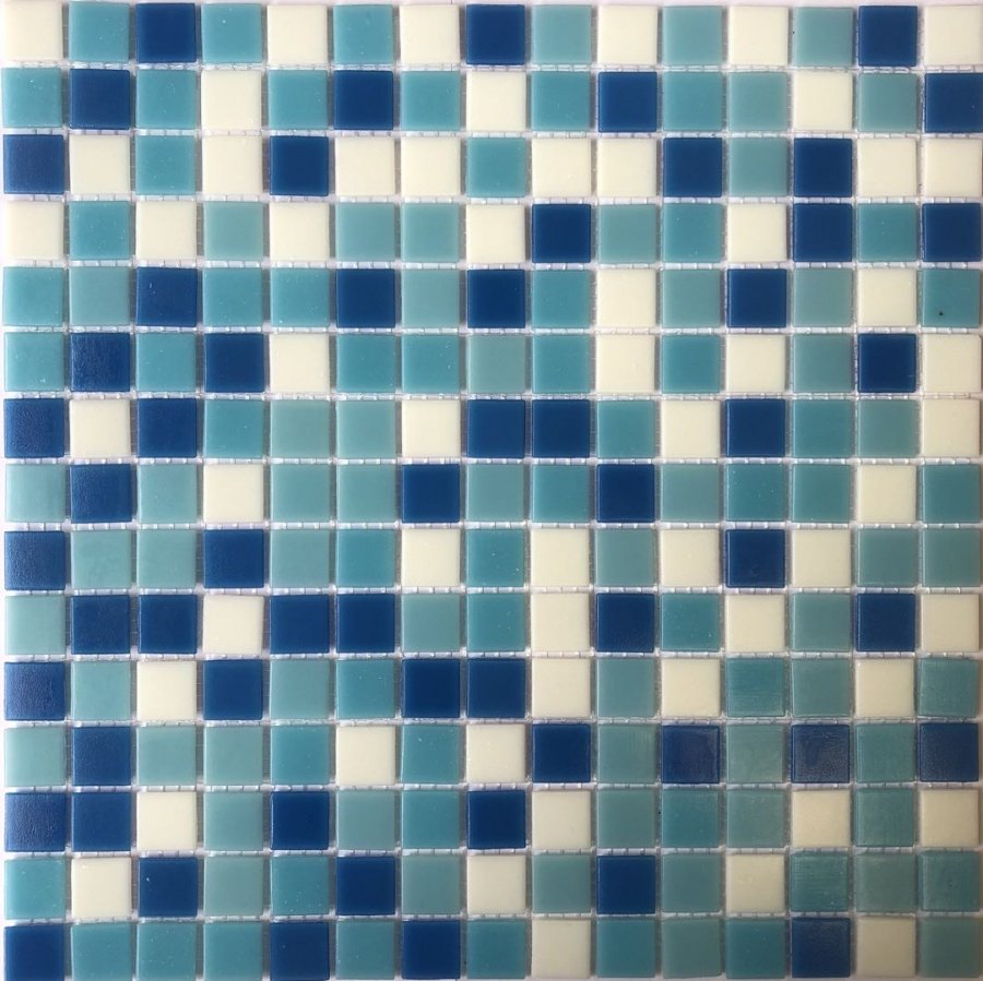 Мозаика Pixel Mosaic Мозаика из стекла PIX107, цвет белый синий голубой, поверхность глянцевая, квадрат, 316x316