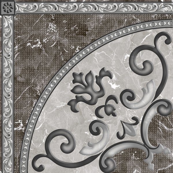 Декоративные элементы Piastrella Ольхон Империя Декор Черный, цвет чёрный, поверхность глянцевая, квадрат, 327x327