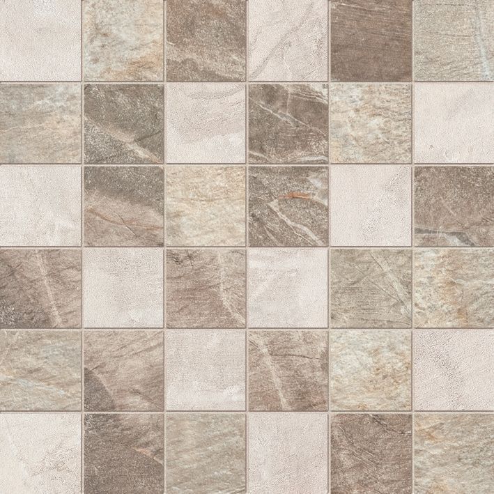 Мозаика ABK Fossil Mosaico Quadretti Mix Cream Beige Brown FSN03061, цвет бежевый, поверхность матовая, квадрат, 300x300