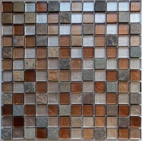 Мозаика Caramelle Mosaic Naturelle Alcantara Ruggine 8mm, цвет коричневый, поверхность глянцевая, квадрат, 298x298