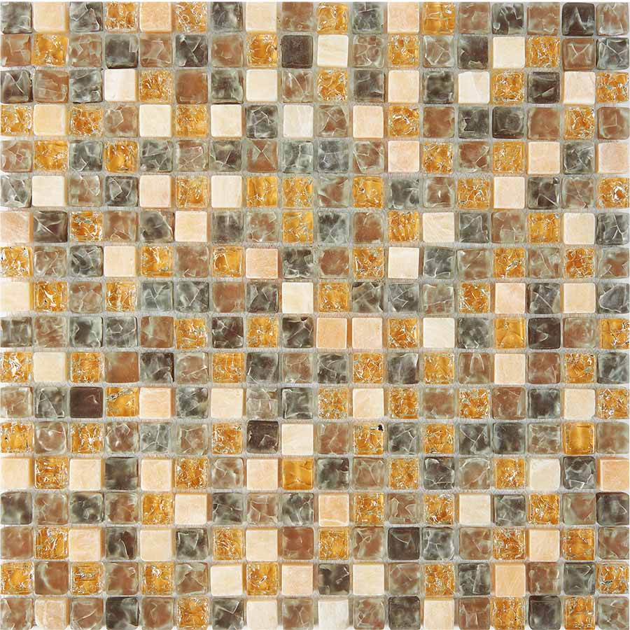 Мозаика Pixel Mosaic PIX704 Оникс и стекло (15x15 мм), цвет бежевый, поверхность глянцевая, квадрат, 300x300