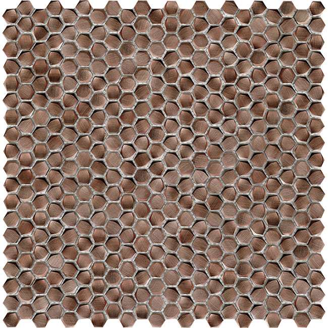 Мозаика L'Antic Colonial Gravity Aluminium Hexagon Copper L241716531, цвет коричневый, поверхность глянцевая, шестиугольник, 304x307