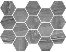 Мозаика Argenta Argent Hexagon, цвет тёмный, поверхность полированная, шестиугольник, 325x225
