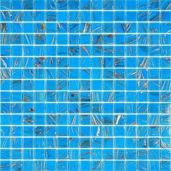 Мозаика Alma Mosaic Stella STE316, цвет голубой золотой, поверхность глянцевая, квадрат, 327x327