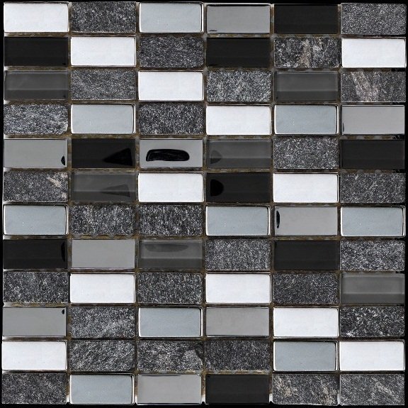 Мозаика Intermatex Myka Black, цвет чёрно-белый, поверхность глянцевая, квадрат, 300x300