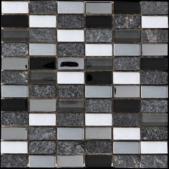Мозаика Intermatex Myka Black, цвет чёрно-белый, поверхность глянцевая, квадрат, 300x300