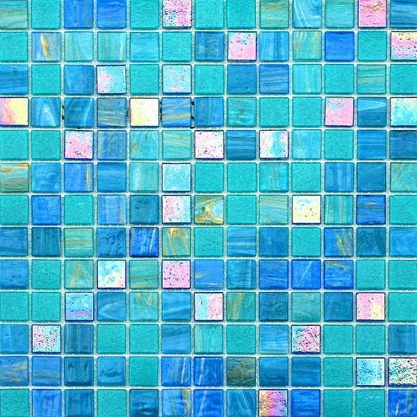 Мозаика JNJ Mosaic Mixed Colored 2801-V, цвет голубой, поверхность глянцевая, квадрат, 327x327