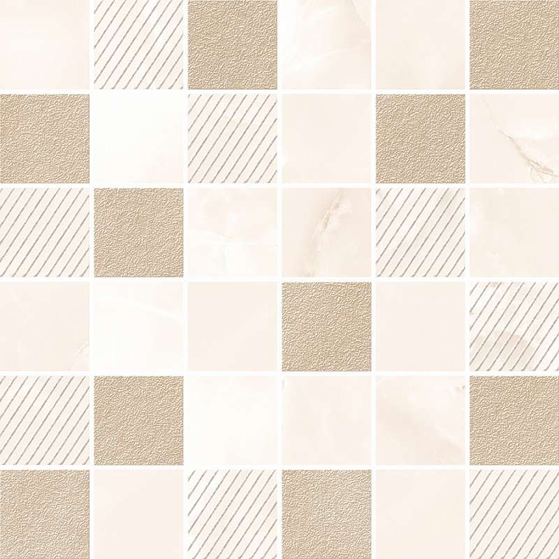 Мозаика Azori Opale Beige Mosaic, цвет белый бежевый, поверхность глянцевая матовая, квадрат, 300x300