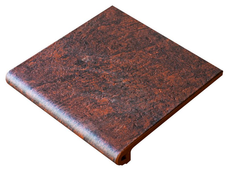 Ступени Gres de Aragon Jasper Peldano 24-33 Rojo, цвет коричневый, поверхность матовая, квадрат с капиносом, 330x330
