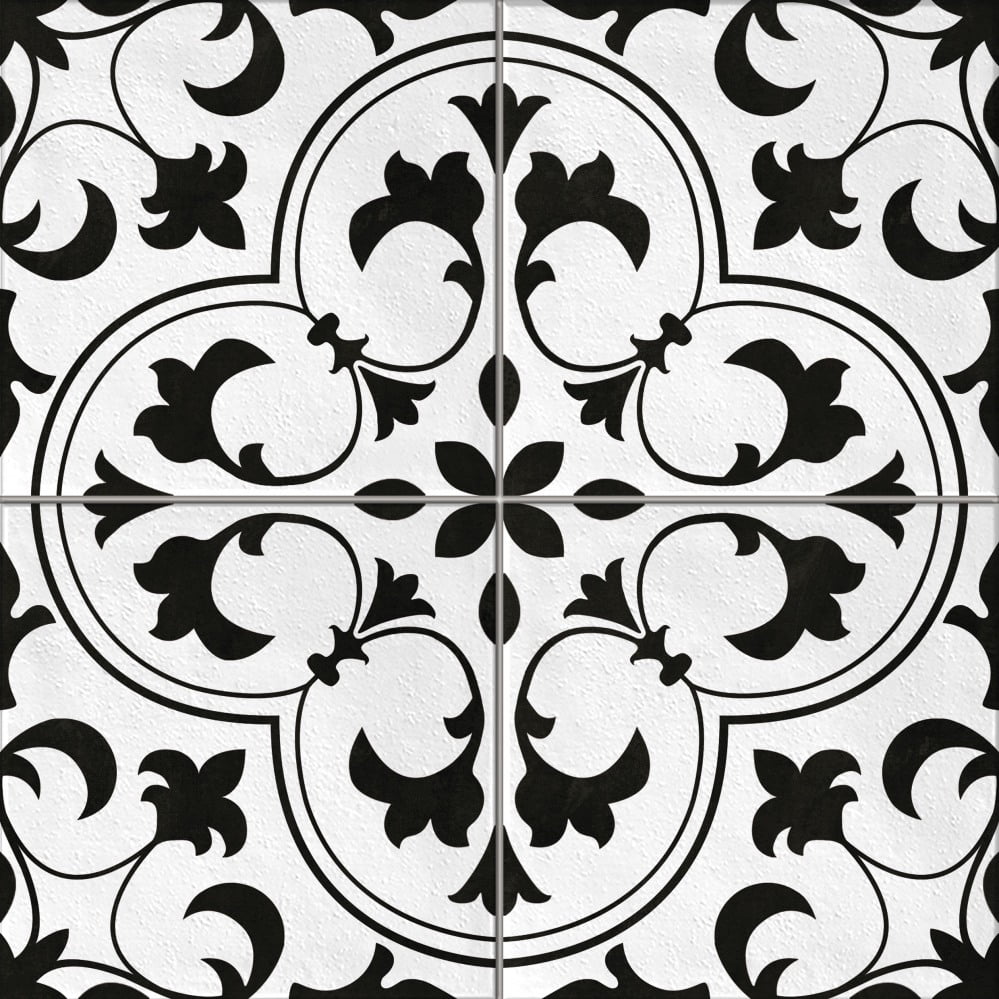 Керамогранит Cersanit Sevilla Пэчворк Белый SE4R053D-69, цвет чёрно-белый, поверхность матовая 3d (объёмная), квадрат, 420x420