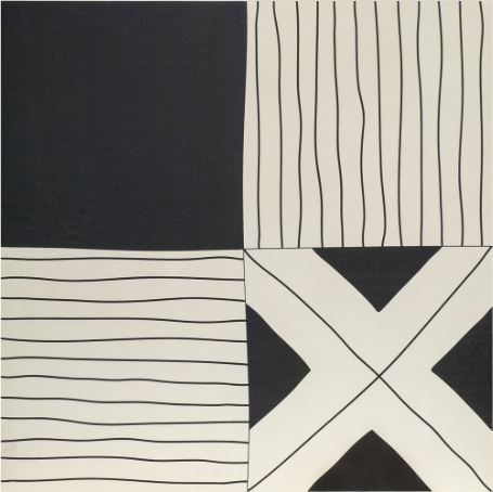 Керамогранит Ornamenta Tangle Medley TA6060ME, цвет чёрно-белый, поверхность матовая, квадрат, 600x600