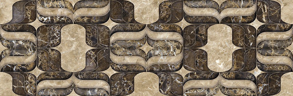 Декоративные элементы Click Venecia Dec Damasc, цвет коричневый, поверхность глянцевая, прямоугольник, 330x1000