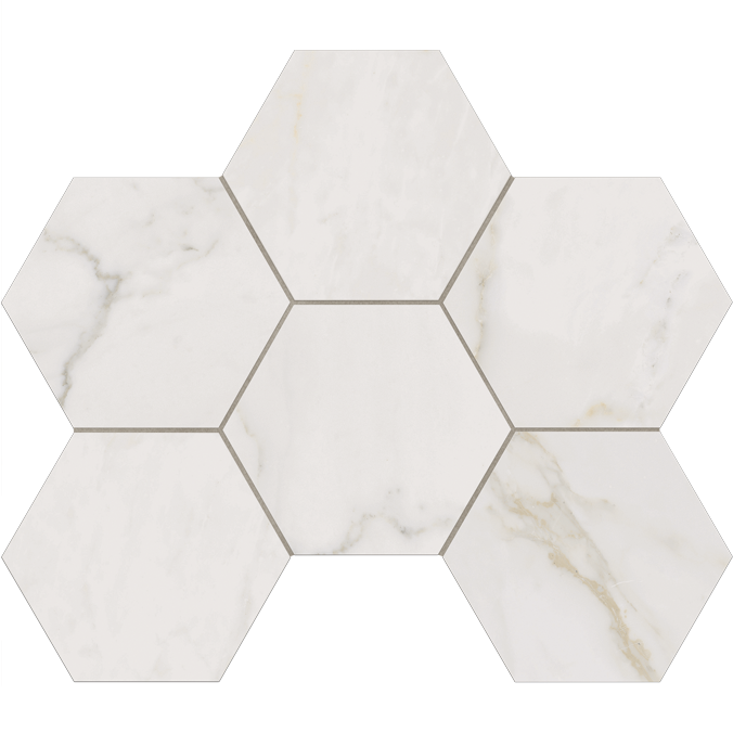 Мозаика Estima Ideal White ID01 Hexagon Неполированный 25x28,5 33681, цвет бежевый, поверхность матовая, шестиугольник, 250x285