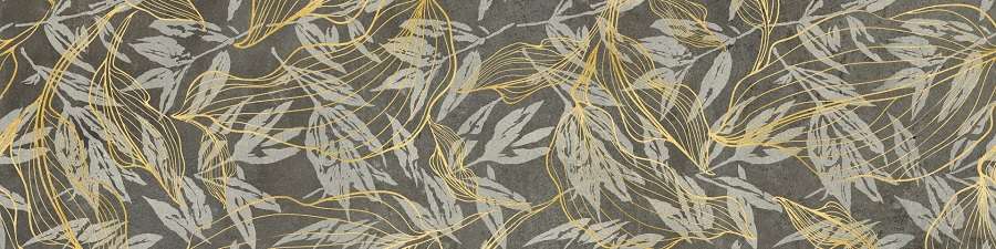 Декоративные элементы Cerrad Softcement Decor Graphite Flower Rect., цвет серый золотой, поверхность матовая, прямоугольник, 297x1197