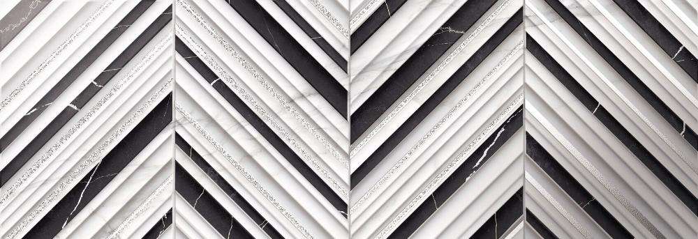 Декоративные элементы Ibero Decor Imperial Rect., цвет чёрно-белый, поверхность глянцевая, прямоугольник, 400x1200