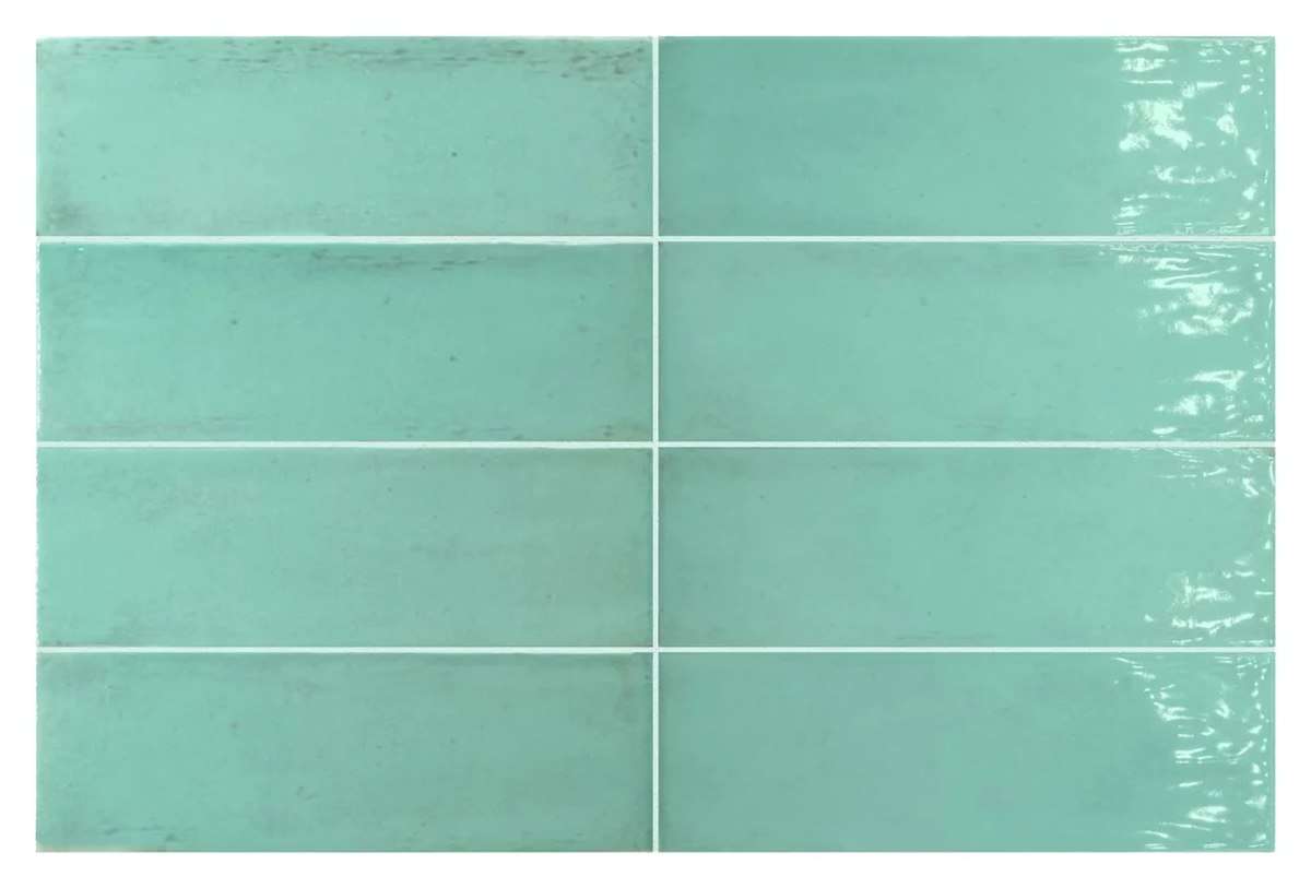 Керамогранит Equipe Fango Aquamarine Gloss 30682, цвет бирюзовый, поверхность глянцевая, под кирпич, 50x150