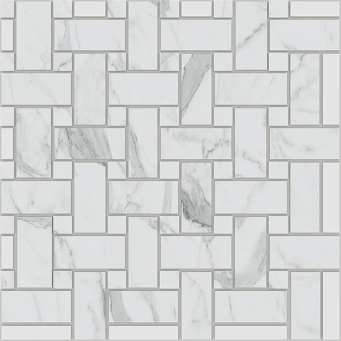 Мозаика Estima Montis White MN01 Intreccio Неполированный/Полированный 33x33 36773, цвет серый, поверхность матовая полированная, квадрат, 330x330