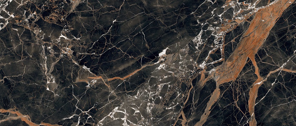 Широкоформатный керамогранит Rex Les Bijoux Ombre de Caravage Gloss 765698, цвет коричневый чёрный, поверхность полированная, прямоугольник, 1200x2800