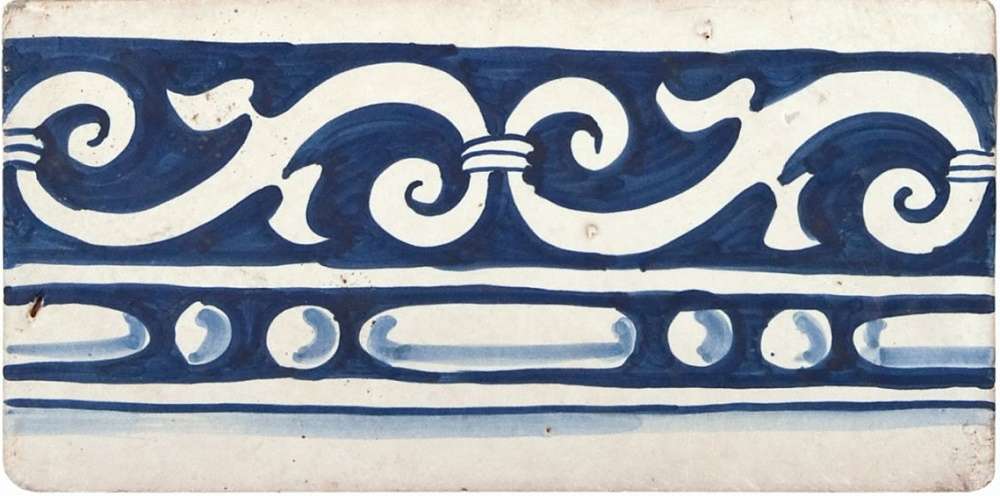 Бордюры Eco Ceramica Ecologica Barocco Fascia, цвет синий, поверхность глянцевая, прямоугольник, 150x300