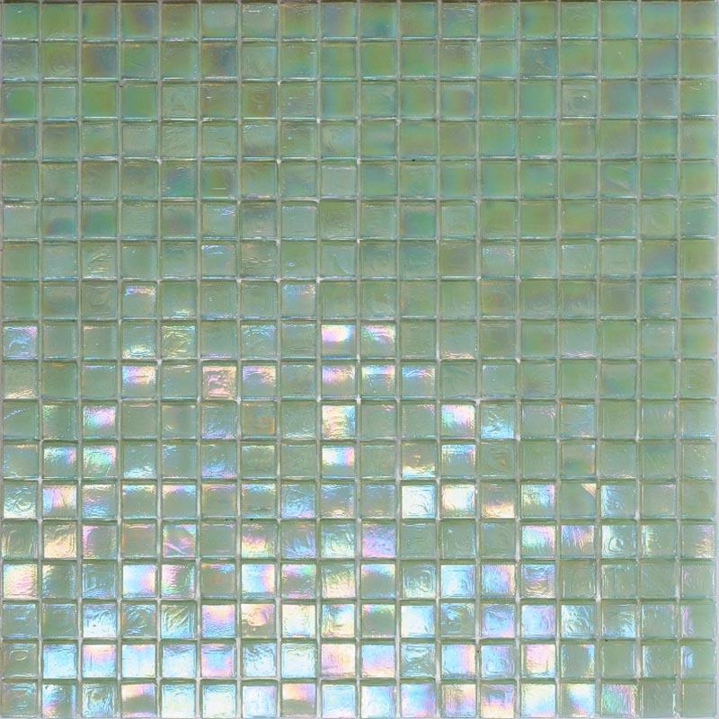 Мозаика Alma Mosaic Flicker NE28, цвет бирюзовый, поверхность глянцевая, квадрат, 150x150