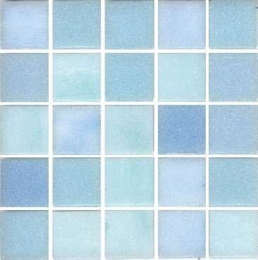 Мозаика Bisazza Mix Lago Didro, цвет голубой бирюзовый, поверхность глянцевая, квадрат, 200x200