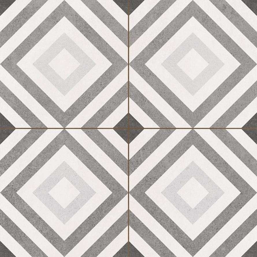Керамическая плитка Kerlife Hydraulic William Silver Pvto P R, цвет белый серый, поверхность матовая, квадрат, 450x450