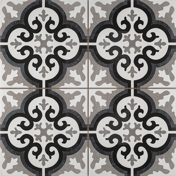 Керамогранит Etili Seramik Manisa Black Pre-Cut, цвет белый серый чёрный, поверхность матовая, квадрат, 450x450