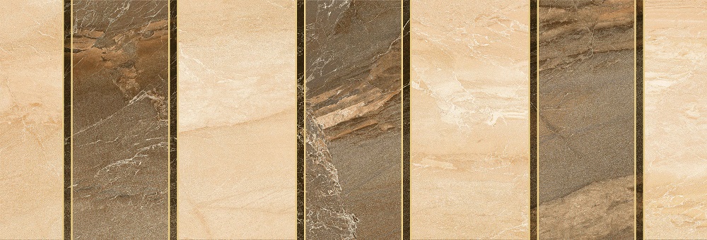 Керамическая плитка Kerasol Persia Inglaterra Oro Rectificado, цвет коричневый бежевый, поверхность глянцевая, прямоугольник, 300x900