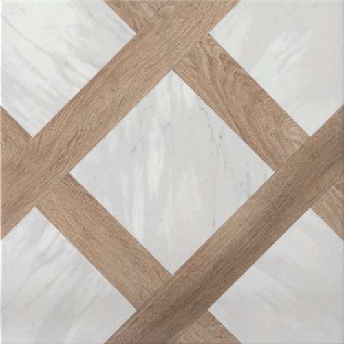 Керамогранит Keradom Marble & Wood Decoro 1, цвет белый коричневый, поверхность матовая, квадрат, 250x250