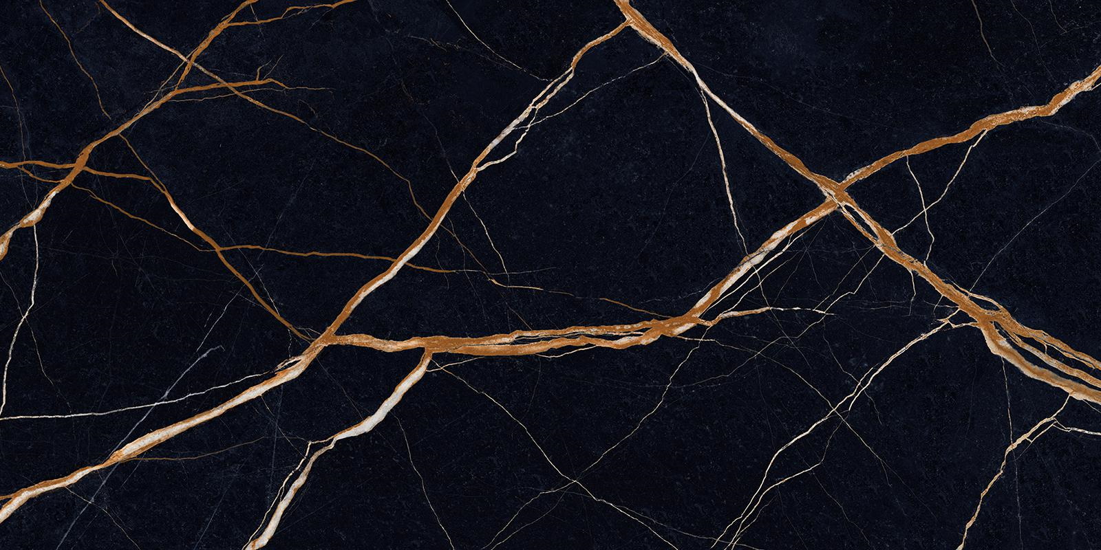 Керамогранит Provenza Unique Marble Sahara Noir Silktech EKS9, цвет чёрный, поверхность матовая, прямоугольник, 600x1200