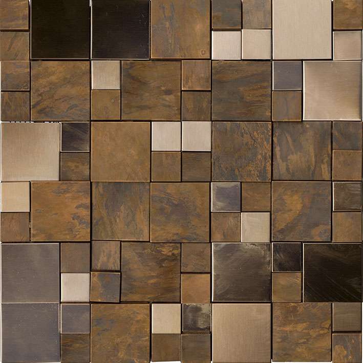 Мозаика L'Antic Colonial Metal Bronze Mini 3D Cubes L241716121, цвет коричневый, поверхность глянцевая 3d (объёмная), квадрат, 305x305