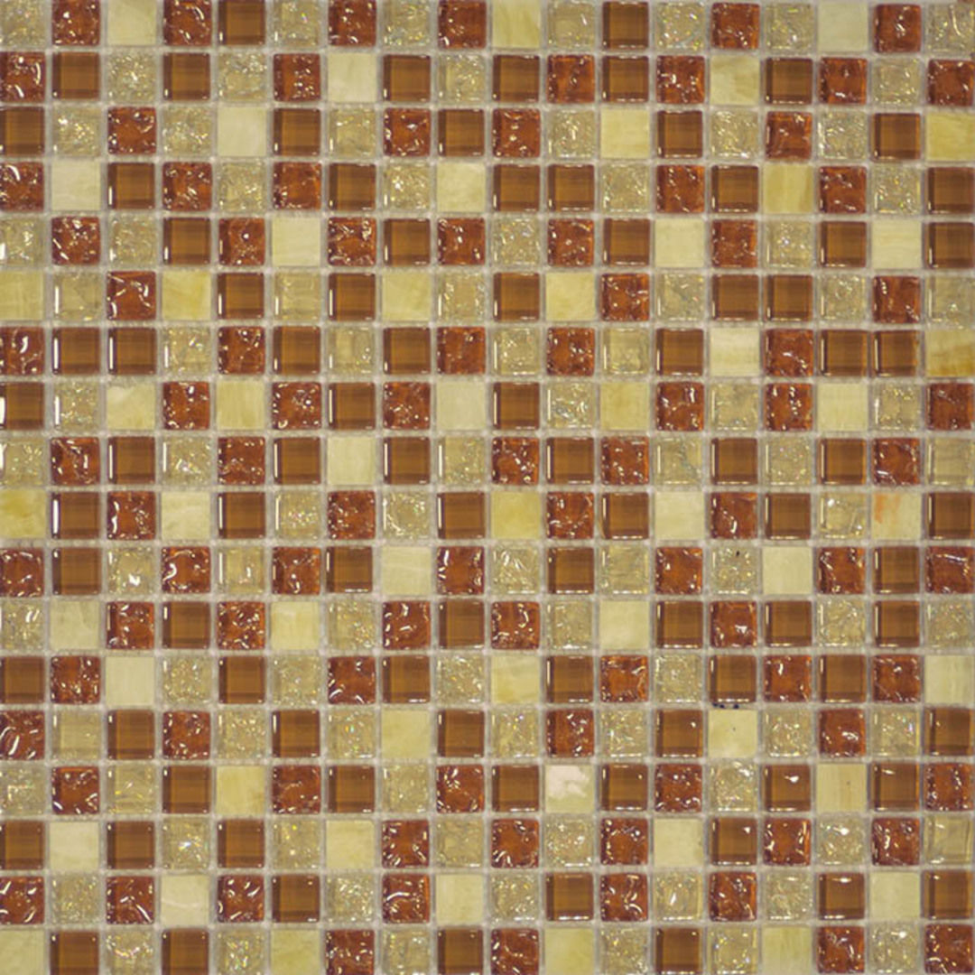 Мозаика Q-Stones QSG-054-15/8, цвет коричневый бежевый, поверхность глянцевая, квадрат, 305x305