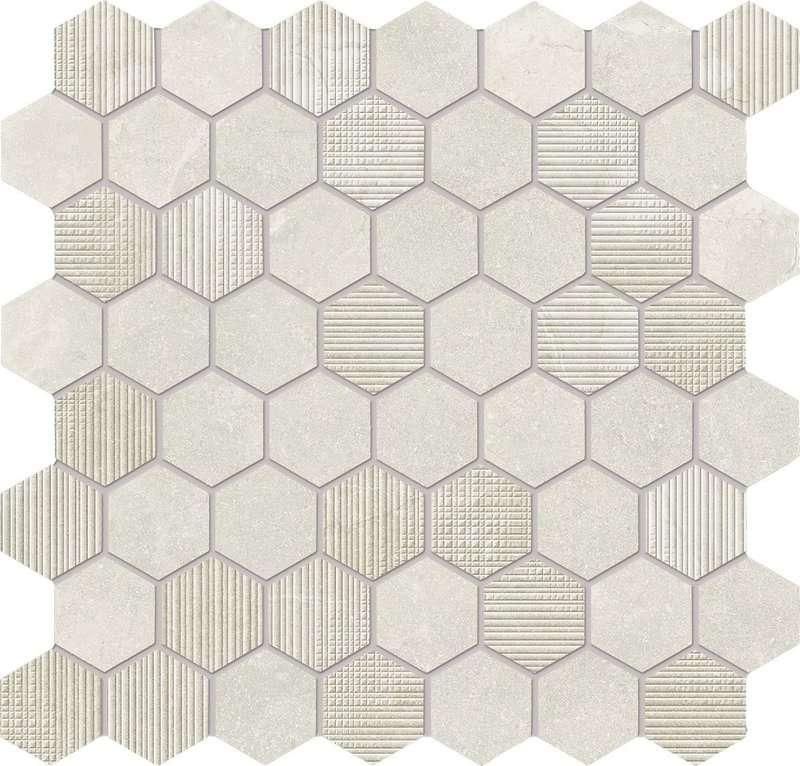 Мозаика Provenza Eureka Mosaico Esagona Bianco EF4F, цвет белый, поверхность матовая 3d (объёмная), шестиугольник, 300x300