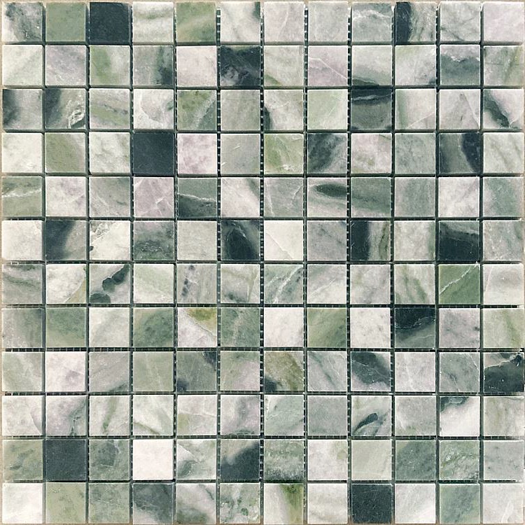 Мозаика Caramelle Mosaic Pietrine Onice Verde Oliva Pol 23X23 7mm, цвет зелёный, поверхность полированная, квадрат, 298x298