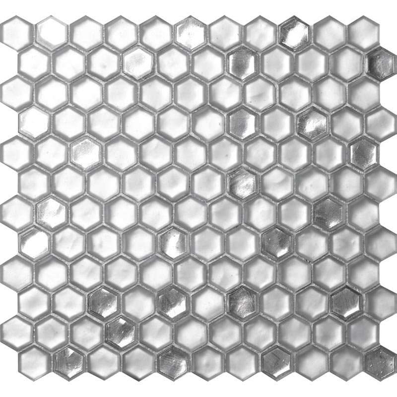 Мозаика Alma Mosaic Glamour AHX-01 Cordoba Silver, цвет серый, поверхность глянцевая, прямоугольник, 274x292