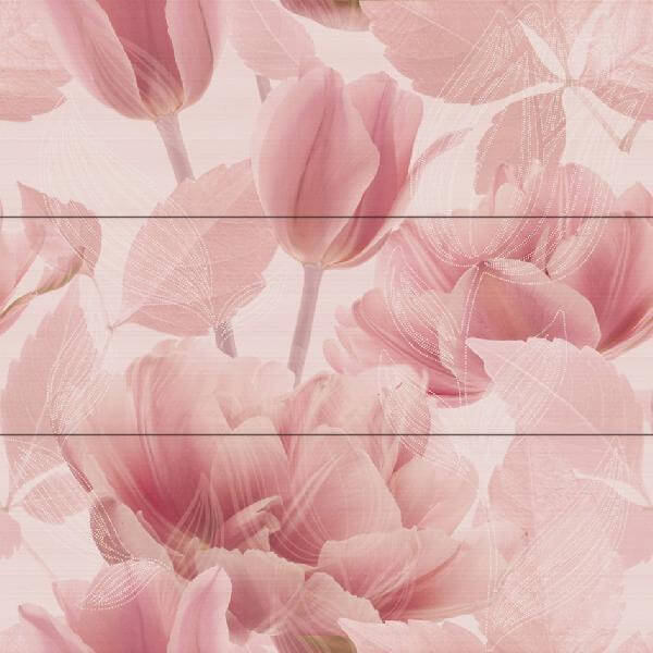 Панно Azulejos Alcor Tulipan 3 Berna Lavanda, цвет розовый, поверхность глянцевая, прямоугольник, 500x750