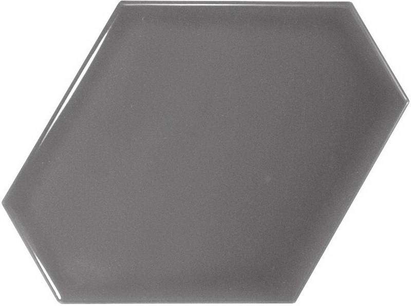 Керамическая плитка Equipe Scale Benzene Dark Grey 23829, цвет серый тёмный, поверхность глянцевая, шестиугольник, 108x124