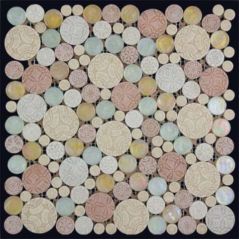 Мозаика Natural Mosaic Fusion MOK-006 (Стекло Мрамор Агломерат), цвет разноцветный, поверхность глянцевая, квадрат, 305x305