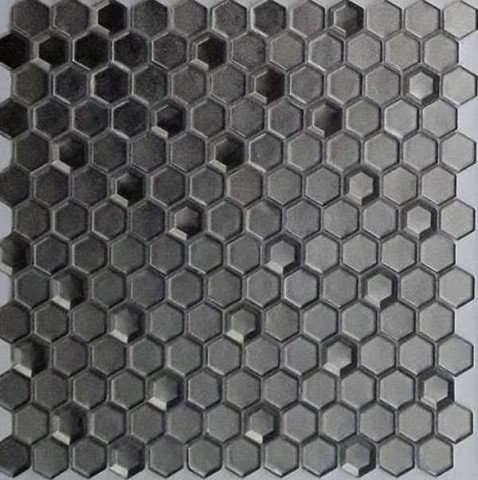 Мозаика Caramelle Mosaic Alchimia Aureo Grani Hexagon (Стекло), цвет серый, поверхность глянцевая, шестиугольник, 300x300
