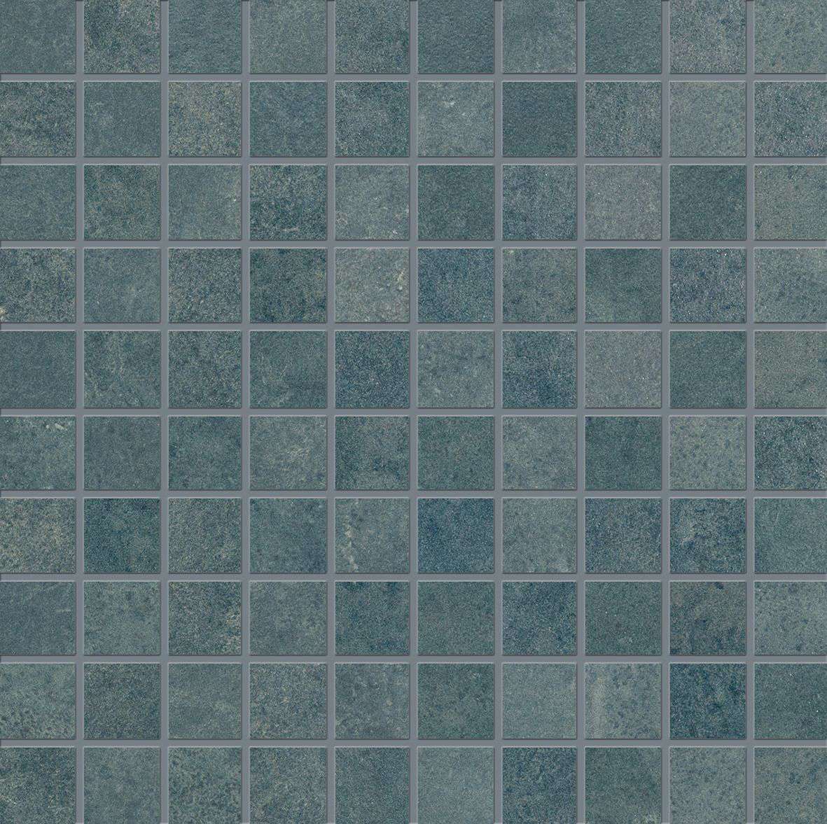 Мозаика Provenza Vulcanika Mosaico 3X3 Raku Verde EFW8, цвет бирюзовый, поверхность матовая, квадрат, 300x300