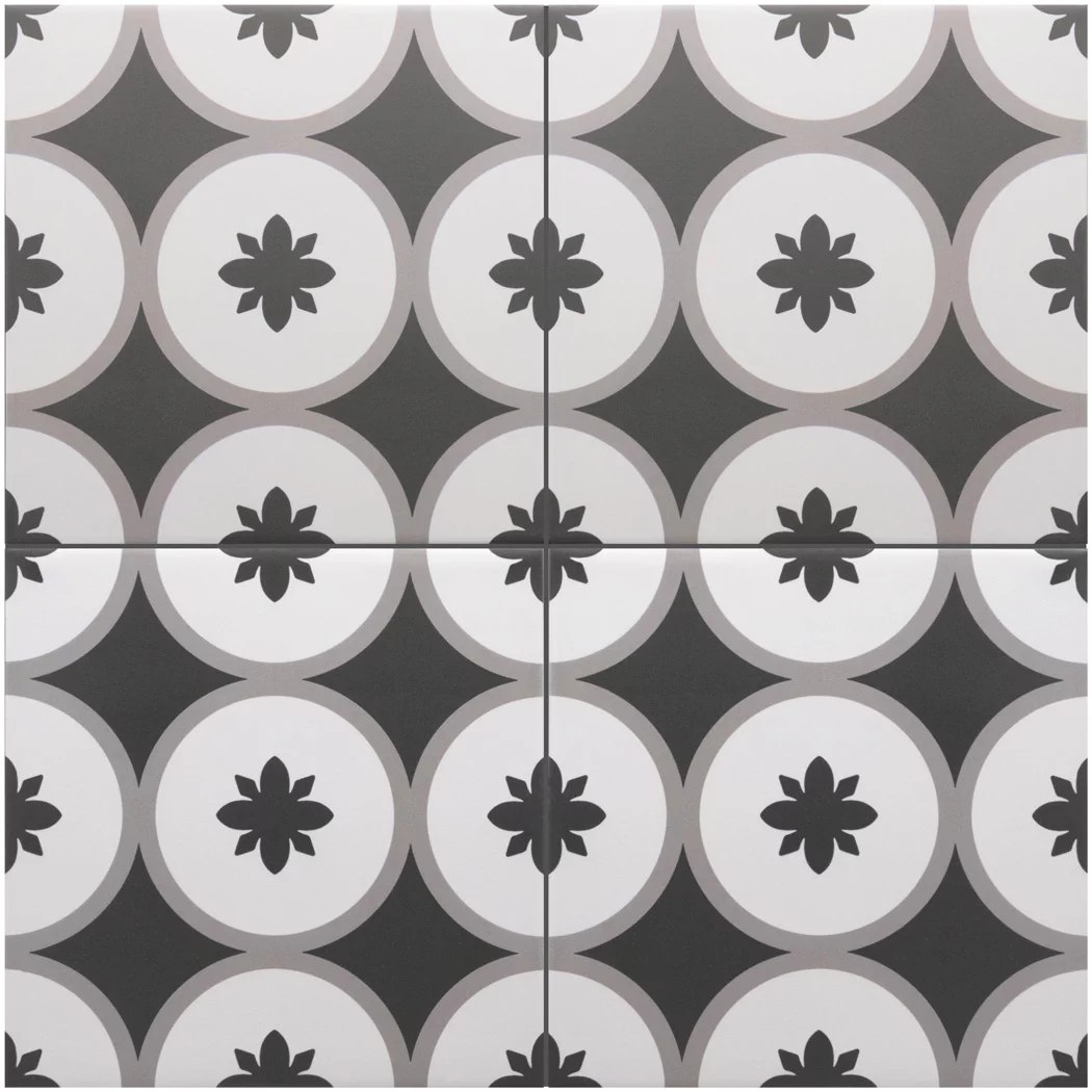 Керамогранит Equipe Rivoli Copenhagen 30722, цвет чёрно-белый, поверхность матовая, квадрат, 200x200