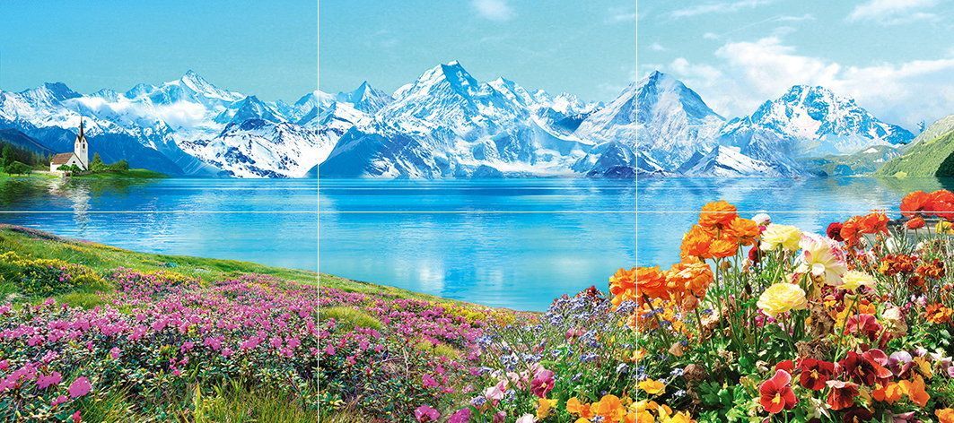 Панно Муза-Керамика Alps P6D246, цвет разноцветный, поверхность глянцевая, прямоугольник, 400x900
