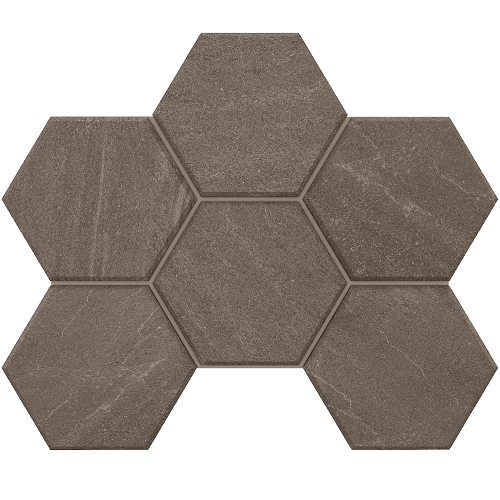 Мозаика Estima Gabbro Anthracite GB03 Hexagon Неполированный 25x28,5 39872, цвет серый, поверхность матовая, шестиугольник, 250x285