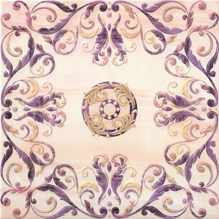 Декоративные элементы Undefasa Onice Decorado Liria, цвет бежевый, поверхность глянцевая, квадрат, 410x410