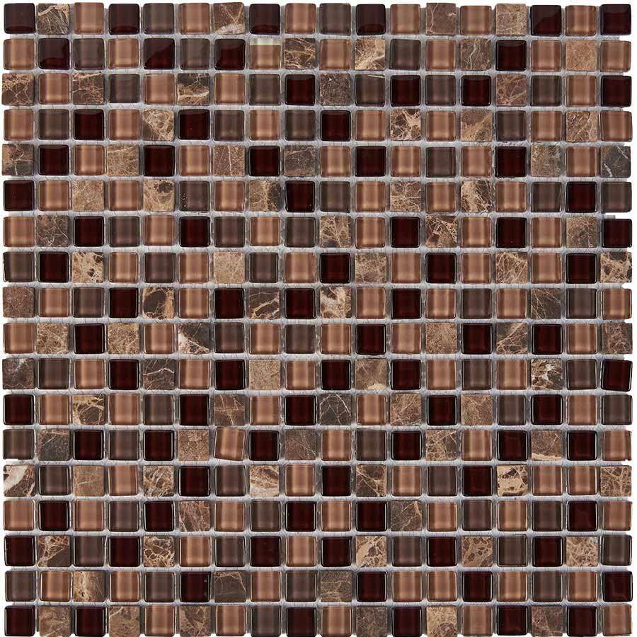 Мозаика Pixel Mosaic PIX738 Мрамор и стекло, цвет коричневый, поверхность глянцевая, квадрат, 300x300