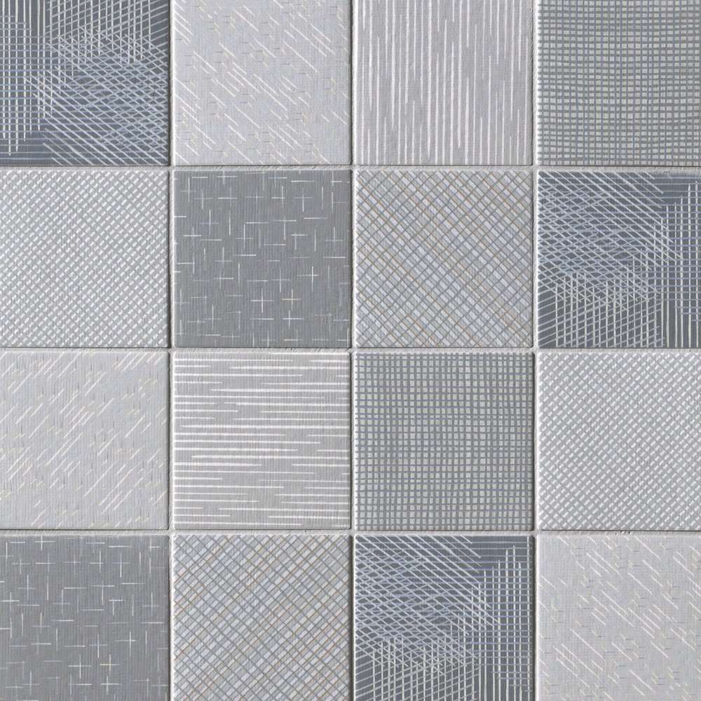 Керамогранит Mutina Tratti Mix Scuro ISTR23, цвет серый, поверхность матовая, квадрат, 100x100