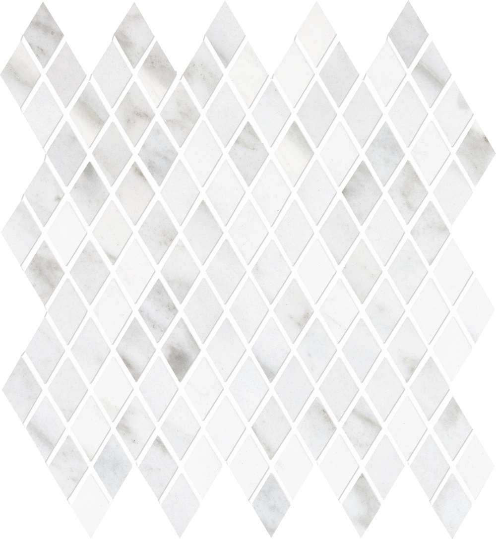 Мозаика Emilceramica (Acif) Tele Di Marmo Losanghe Xs Statuario Michelangelo Lapp EDT1, цвет белый серый, поверхность лаппатированная, ромб, 282x291